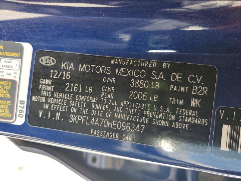 2017 Kia Forte მანქანა იყიდება აუქციონზე, vin: 3KPFL4A70HE096347, აუქციონის ნომერი: 69809176