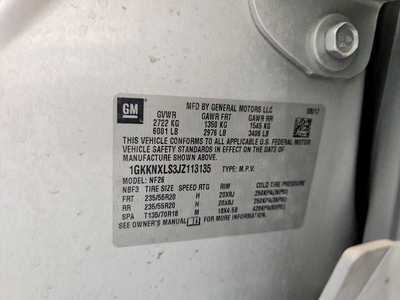 67461566 :رقم المزاد ، 1GKKNXLS3JZ113135 vin ، 2018 Gmc Acadia مزاد بيع