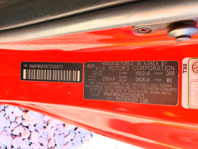 67678616 :رقم المزاد ، KNAFW6A31C5592873 vin ، 2012 Kia Forte Koup مزاد بيع
