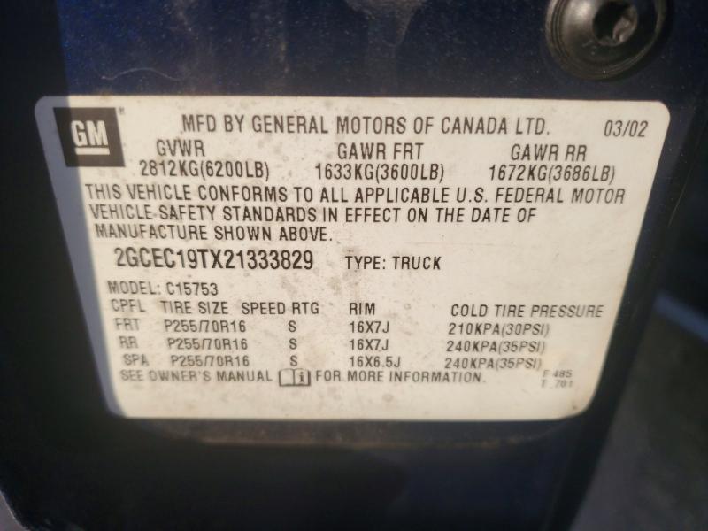 Aukcja sprzedaży 2002 Chevrolet Silverado, vin: 2GCEC19TX21333829, numer aukcji: 67621666