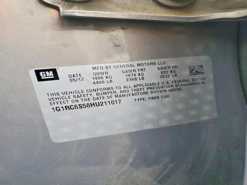 2017 Chevrolet Volt მანქანა იყიდება აუქციონზე, vin: 1G1RC6S58HU211017, აუქციონის ნომერი: 70026676