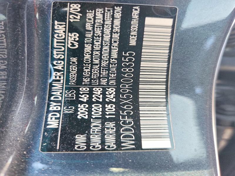 67558506 :رقم المزاد ، WDDGF56X59R068355 vin ، 2009 Mercedes-benz C مزاد بيع