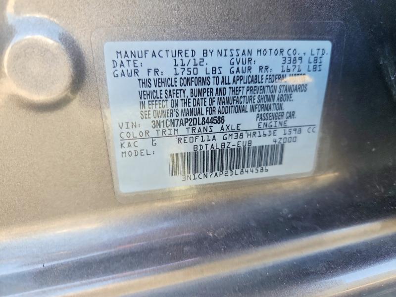 Продаж на аукціоні авто 2013 Nissan Versa, vin: 3N1CN7AP2DL844586, номер лоту: 69433916