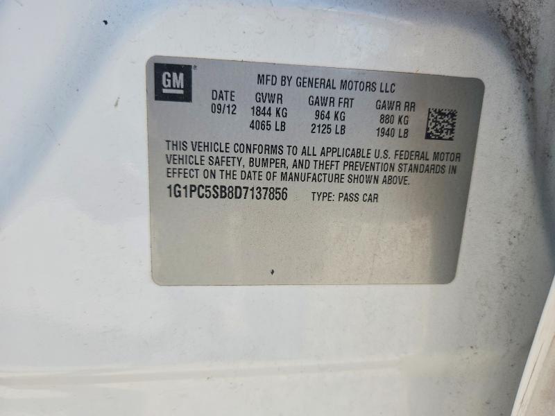 69967046 :رقم المزاد ، 1G1PC5SB8D7137856 vin ، 2013 Chevrolet Cruze مزاد بيع