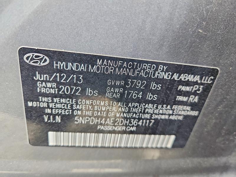 Aukcja sprzedaży 2013 Hyundai Elantra, vin: 5NPDH4AE2DH364117, numer aukcji: 68629546