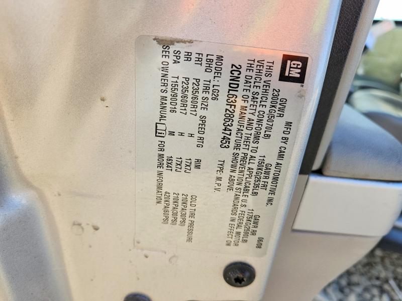 2008 Chevrolet Equinox მანქანა იყიდება აუქციონზე, vin: 2CNDL63F286347453, აუქციონის ნომერი: 68833776