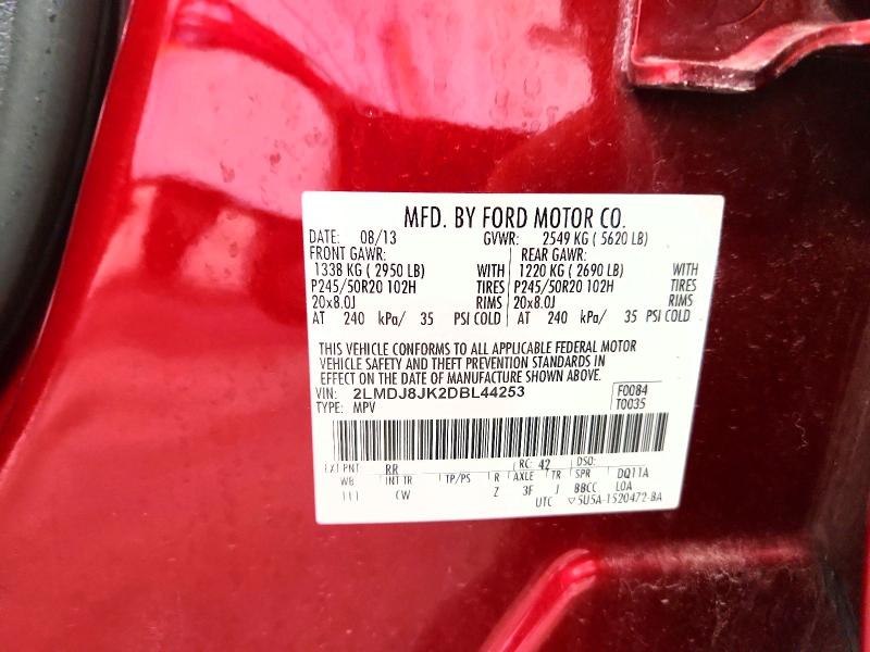 Продажа на аукционе авто 2013 Lincoln Mkx, vin: 2LMDJ8JK2DBL44253, номер лота: 69931626