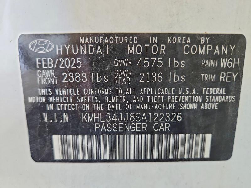 68800266 :رقم المزاد ، KMHL34JJ8SA122326 vin ، 2025 Hyundai Sonata Hybrid مزاد بيع