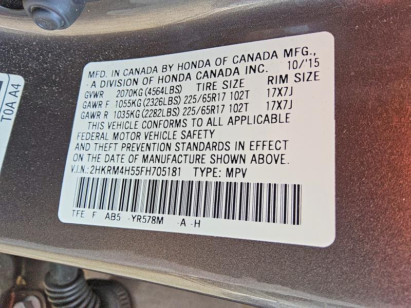 68397156 :رقم المزاد ، 2HKRM4H55FH705181 vin ، 2015 Honda Cr-v مزاد بيع