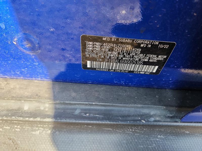 Продажа на аукционе авто 2022 Subaru Wrx, vin: JF1VBAL66N9025385, номер лота: 68578796