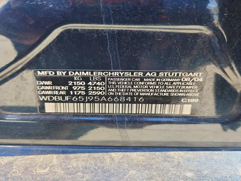 Продаж на аукціоні авто 2005 Mercedes-benz E, vin: WDBUF65J95A668416, номер лоту: 68877896
