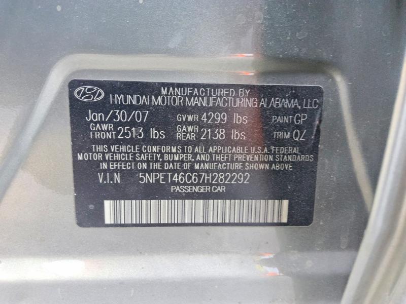67905336 :رقم المزاد ، 5NPET46C67H282292 vin ، 2007 Hyundai Sonata مزاد بيع