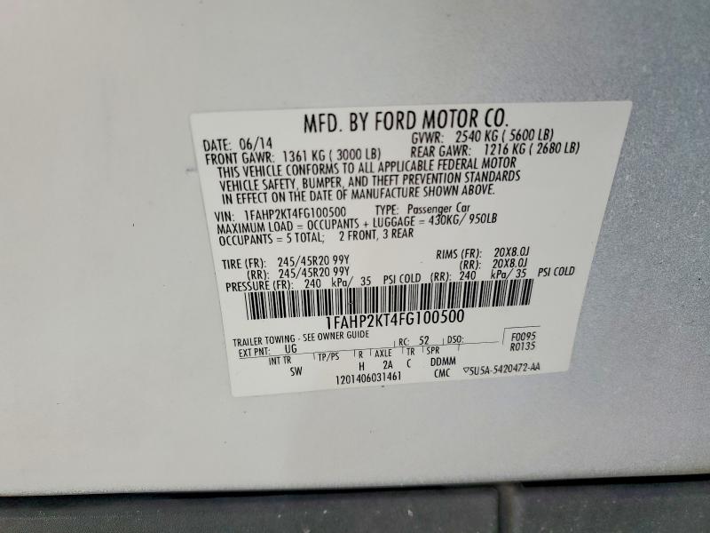 2015 Ford Taurus მანქანა იყიდება აუქციონზე, vin: 1FAHP2KT4FG100500, აუქციონის ნომერი: 69996566