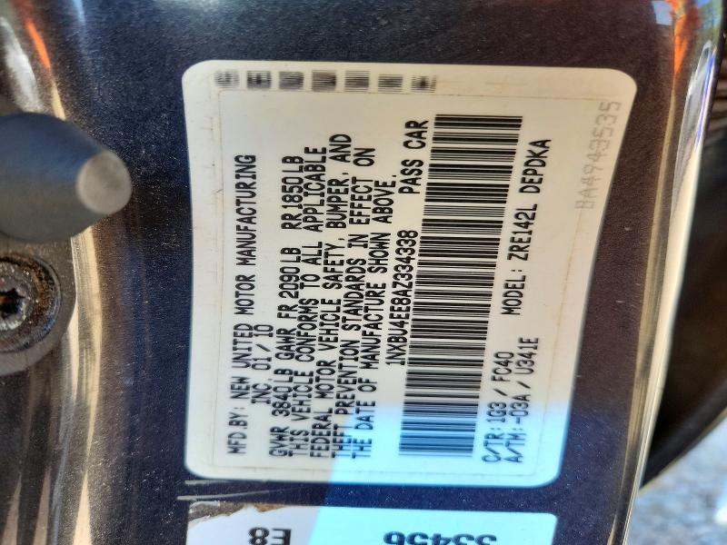Auction sale of the 2010 Toyota Corolla Le, vin: 1NXBU4EE8AZ334338, lot number: 68949736
