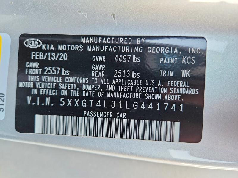 Продажа на аукционе авто 2020 Kia Optima, vin: 5XXGT4L31LG441741, номер лота: 67717286