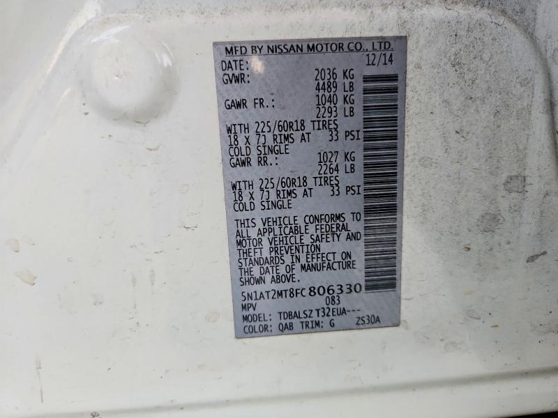 2015 Nissan Rogue მანქანა იყიდება აუქციონზე, vin: 5N1AT2MT8FC806330, აუქციონის ნომერი: 70652406