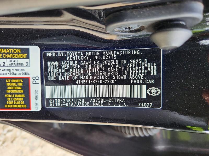 Продажа на аукционе авто 2015 Toyota Camry, vin: 4T1BF1FK2FU928301, номер лота: 68427726