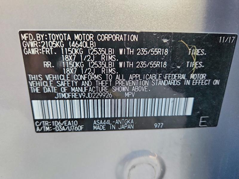 Aukcja sprzedaży 2018 Toyota Rav4, vin: JTMDFREV9JD229926, numer aukcji: 68896906
