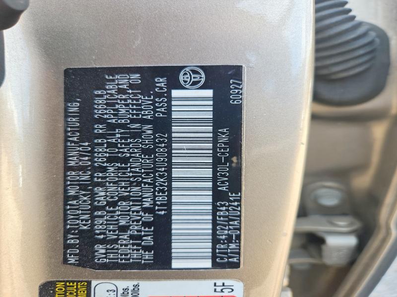 68960796 :رقم المزاد ، 4T1BE32K34U908432 vin ، 2004 Toyota Camry مزاد بيع