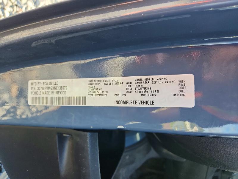 Aukcja sprzedaży 2022 Ram Promaster 3500, vin: 3C7WRVMGXNE136979, numer aukcji: 65955896