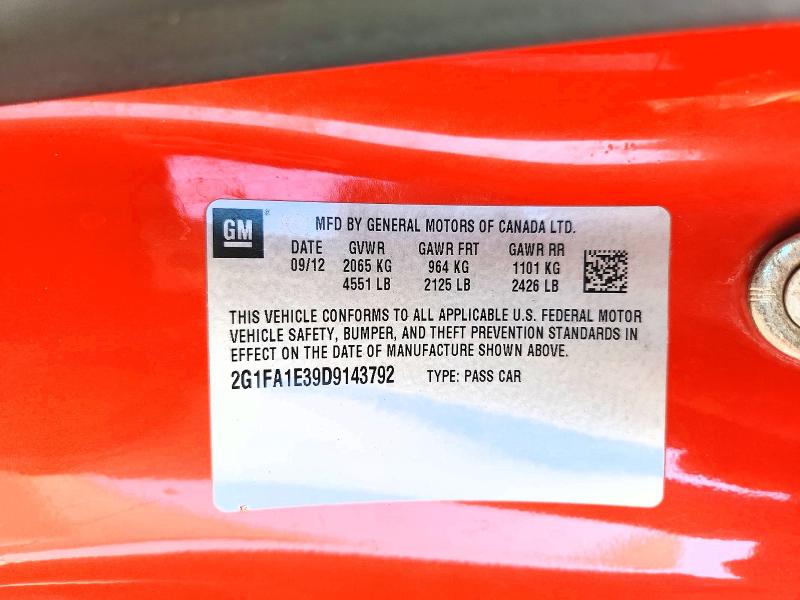 Продаж на аукціоні авто 2013 Chevrolet Camaro, vin: 2G1FA1E39D9143792, номер лоту: 70698406