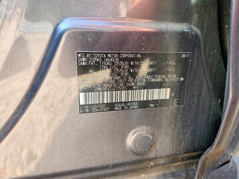 2018 Toyota Rav4 მანქანა იყიდება აუქციონზე, vin: JTMBFREV2JJ175345, აუქციონის ნომერი: 67133376