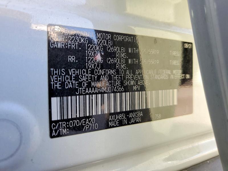 68684536 :رقم المزاد ، JTEAAAAH4MJ074366 vin ، 2021 Toyota Venza مزاد بيع