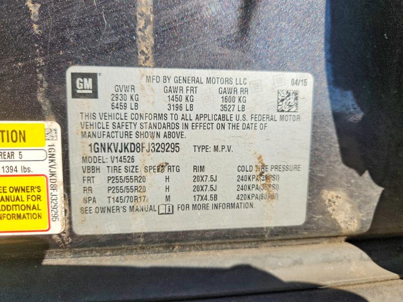 2015 Chevrolet Traverse მანქანა იყიდება აუქციონზე, vin: 1GNKVJKD8FJ329295, აუქციონის ნომერი: 70907016