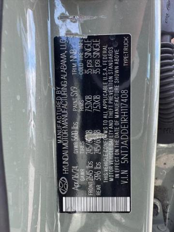 70327656 :رقم المزاد ، 5NTJADDE1RH117408 vin ، 2024 Hyundai Santa Cruz مزاد بيع