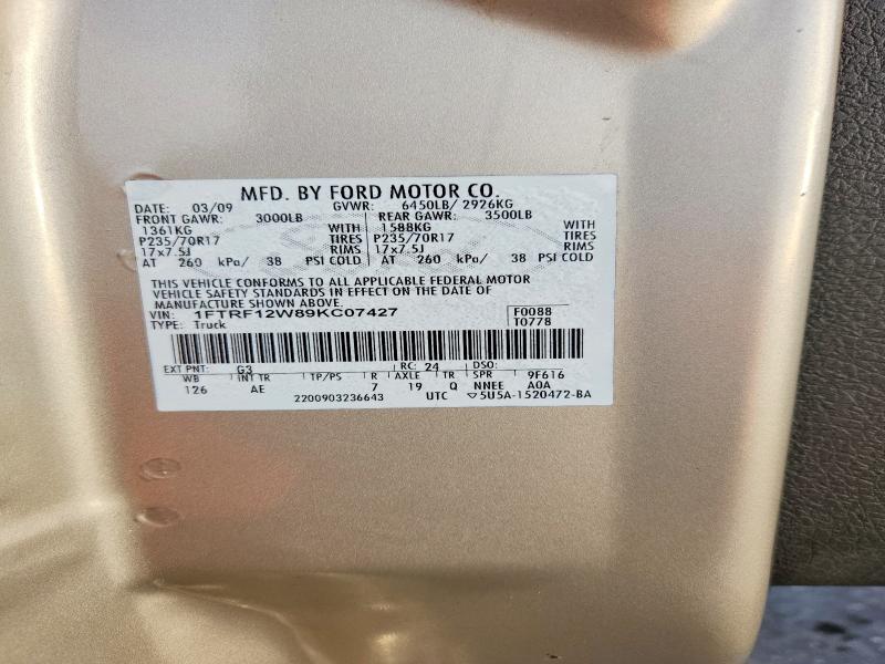 Продажа на аукционе авто 2009 Ford F150, vin: 1FTRF12W89KC07427, номер лота: 70977126