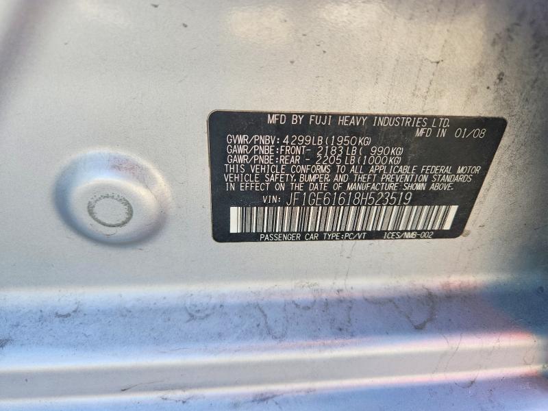 67343296 :رقم المزاد ، JF1GE61618H523519 vin ، 2008 Subaru Impreza مزاد بيع
