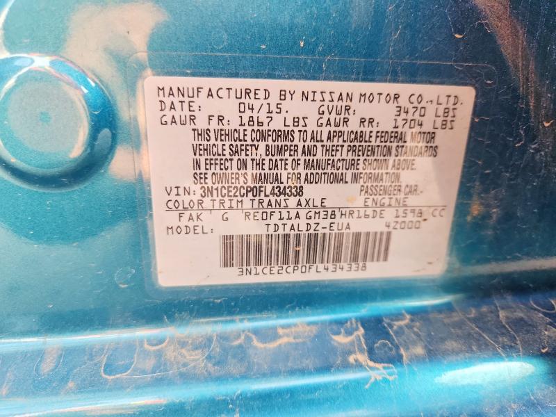 69745436 :رقم المزاد ، 3N1CE2CP0FL434338 vin ، 2015 Nissan Versa Note مزاد بيع