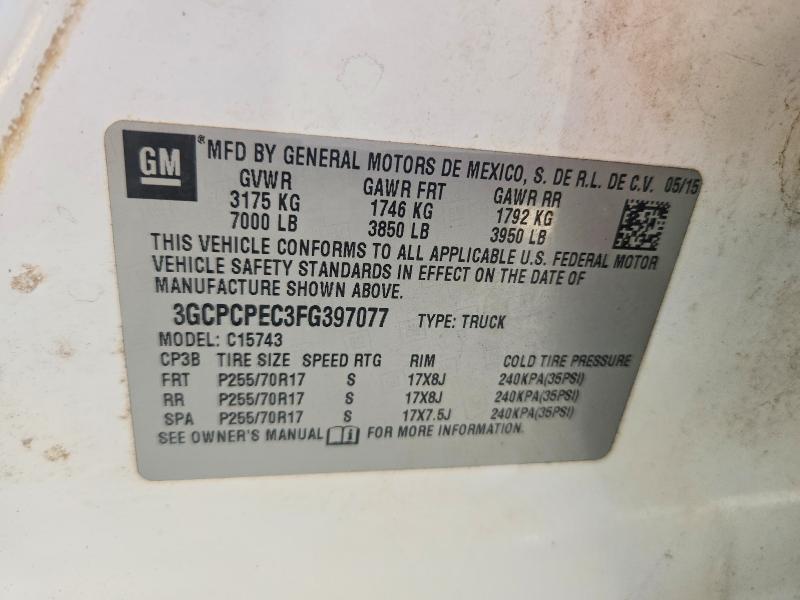 Продаж на аукціоні авто 2015 Chevrolet Silverado, vin: 3GCPCPEC3FG397077, номер лоту: 68981666