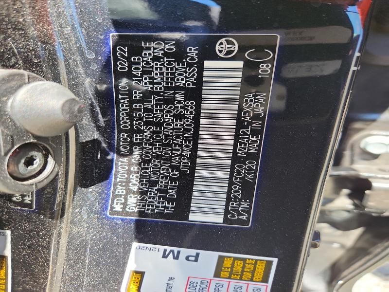 Aukcja sprzedaży 2022 Toyota Corolla, vin: JTDP4MCE1NJ094568, numer aukcji: 67973896