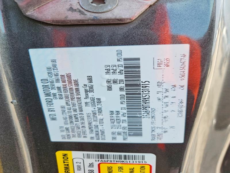 Продаж на аукціоні авто 2019 Ford Mustang, vin: 1FA6P8TH9K5131915, номер лоту: 69896586