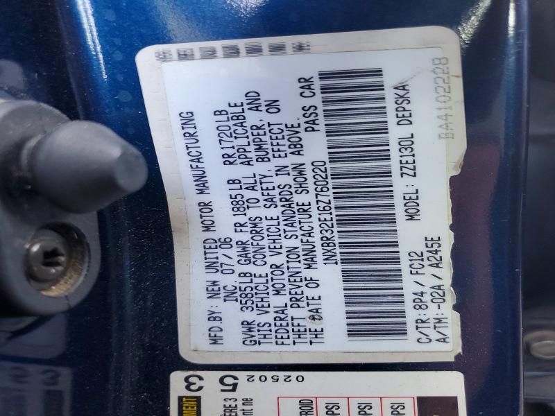 Aukcja sprzedaży 2006 Toyota Corolla, vin: 1NXBR32E16Z760220, numer aukcji: 70515876