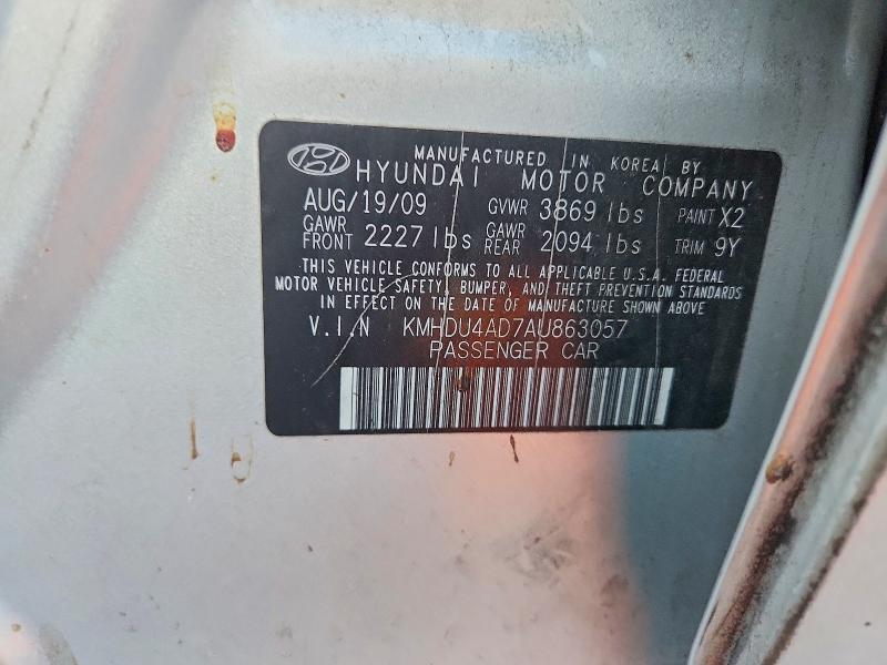 Aukcja sprzedaży 2010 Hyundai Elantra, vin: KMHDU4AD7AU863057, numer aukcji: 71180816