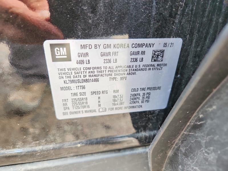 67654566 :رقم المزاد ، KL79MUSL0NB014466 vin ، 2022 Chevrolet Trailblazer مزاد بيع