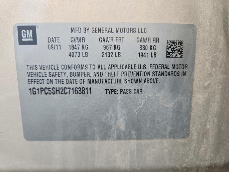 69891426 :رقم المزاد ، 1G1PC5SH2C7163811 vin ، 2012 Chevrolet Cruze مزاد بيع
