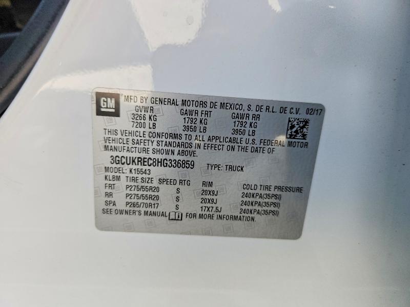 Продажа на аукционе авто 2017 Chevrolet Silverado, vin: 3GCUKREC8HG336859, номер лота: 67022616
