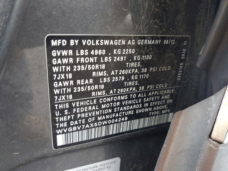 Aukcja sprzedaży 2013 Volkswagen Tiguan, vin: WVGBV7AX5DW004249, numer aukcji: 67422196