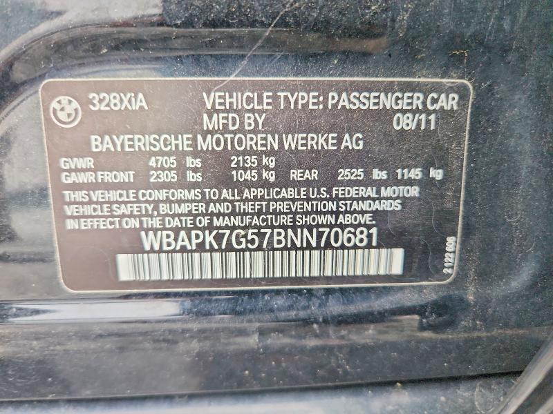 Продаж на аукціоні авто 2011 Bmw 328, vin: WBAPK7G57BNN70681, номер лоту: 68544966