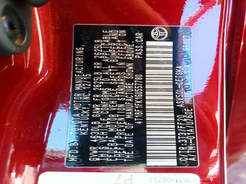 Aukcja sprzedaży 2016 Toyota Camry, vin: 4T1BF1FK1GU557780, numer aukcji: 68848376