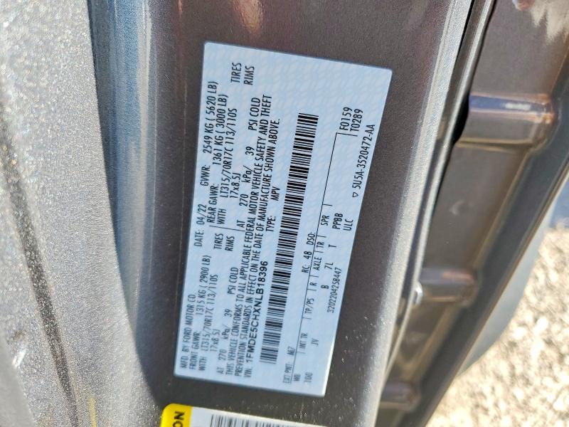 2022 Ford Bronco მანქანა იყიდება აუქციონზე, vin: 1FMDE5CHXNLB18396, აუქციონის ნომერი: 68652986
