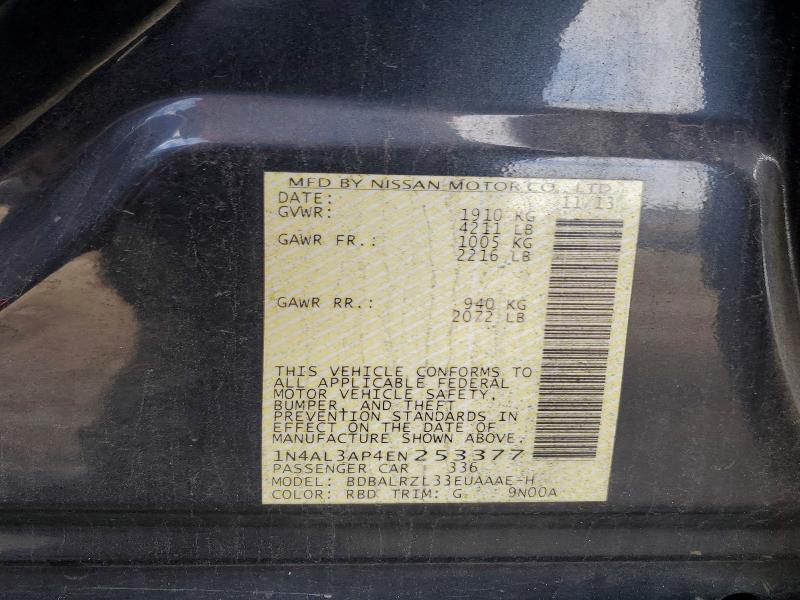 2014 Nissan Altima მანქანა იყიდება აუქციონზე, vin: 1N4AL3AP4EN253377, აუქციონის ნომერი: 69719846