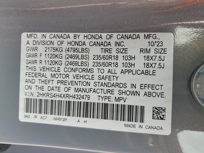 70453846 :رقم المزاد ، 2HKRS4H4XRH432479 vin ، 2024 Honda Cr-v مزاد بيع