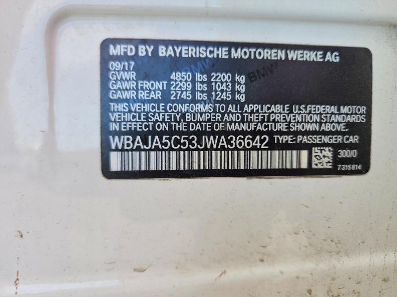 Aukcja sprzedaży 2018 Bmw 530, vin: WBAJA5C53JWA36642, numer aukcji: 67703536