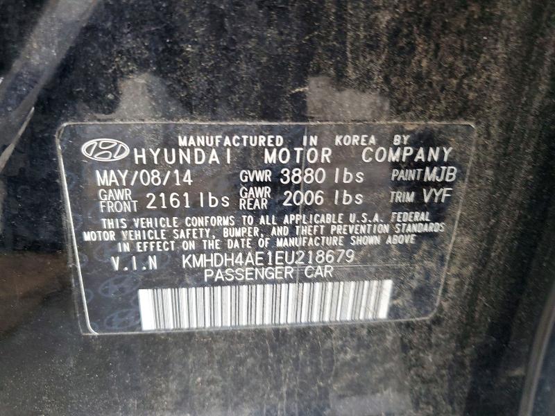 Продаж на аукціоні авто 2014 Hyundai Elantra, vin: KMHDH4AE1EU218679, номер лоту: 69761416