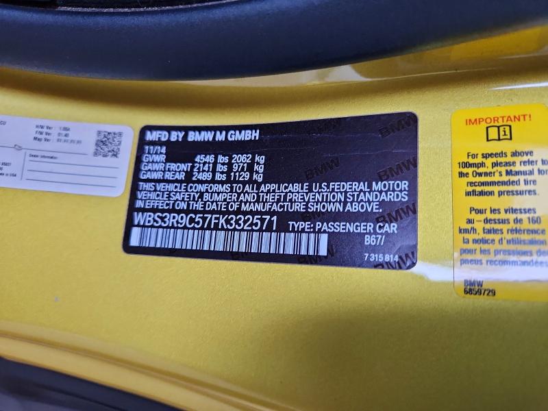 Aukcja sprzedaży 2015 Bmw M4, vin: WBS3R9C57FK332571, numer aukcji: 67111976