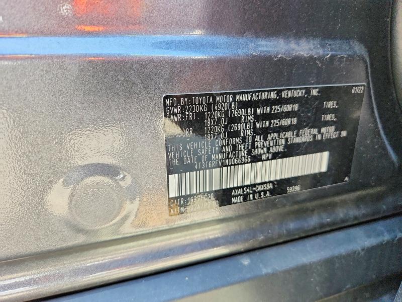 2022 Toyota Rav4 მანქანა იყიდება აუქციონზე, vin: 4T3T6RFV1NU066966, აუქციონის ნომერი: 70441666